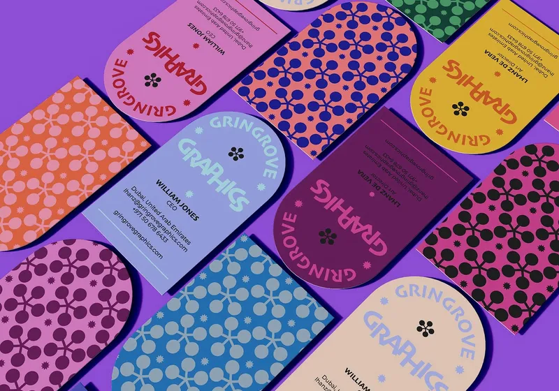 Die cut business cards printing Dubai — colourful custom shaped cards