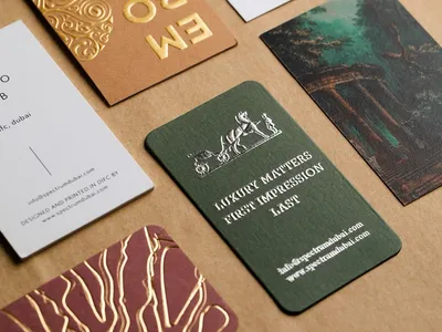 Raised shiny foiled business cards Dubai