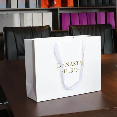 Metallic paper bag ivory custom logo Dubai