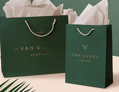 Raised foil paper bag gold logo Dubai