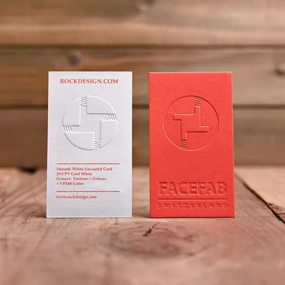 Smooth white debossed business cards Dubai
